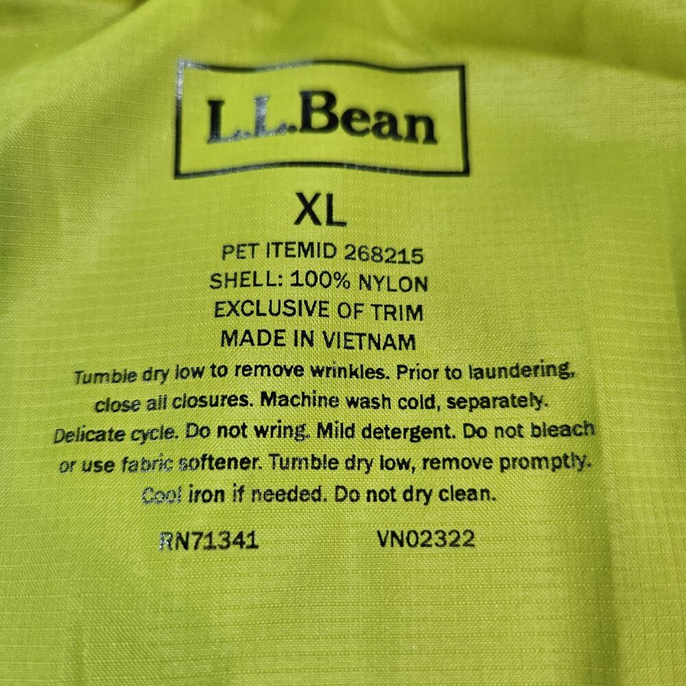 L L Bean Women Jacket Sz XL Green Windbreaker/Rain Jacket Hooded Packable - Picture 8 of 10